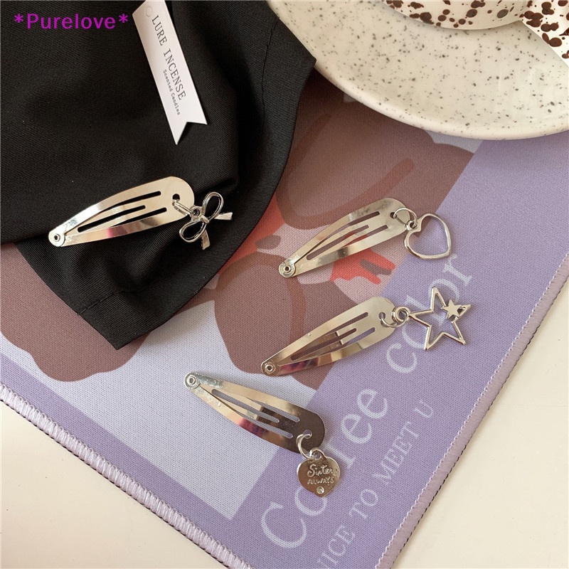 Set 2 Kẹp Tóc Kim Loại Đính Mặt Ngọt Ngào Cá Tính Cho Nữ Mới