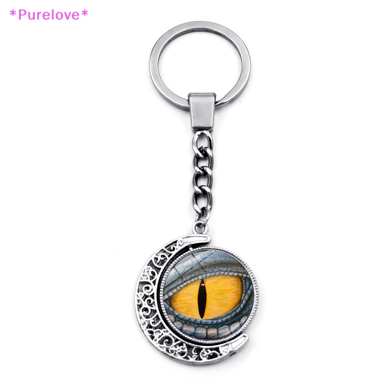 Móc Khóa Đính Đá Quý Hai Mặt Họa Tiết Mặt Trăng Sáng Tạo Phong Cách Vintage Mới