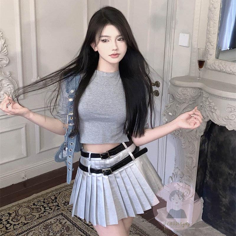 Chân Váy Chữ A Xếp Ly Màu Sắc Ngọt Ngào Thời Trang Mùa Hè Cho Nữ