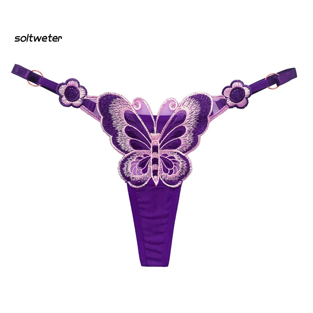 Quần Lót Lọt Khe Hình Tam Giác Thêu Họa Tiết Bướm Có Thể Điều Chỉnh Quyến Rũ Cho Nữ