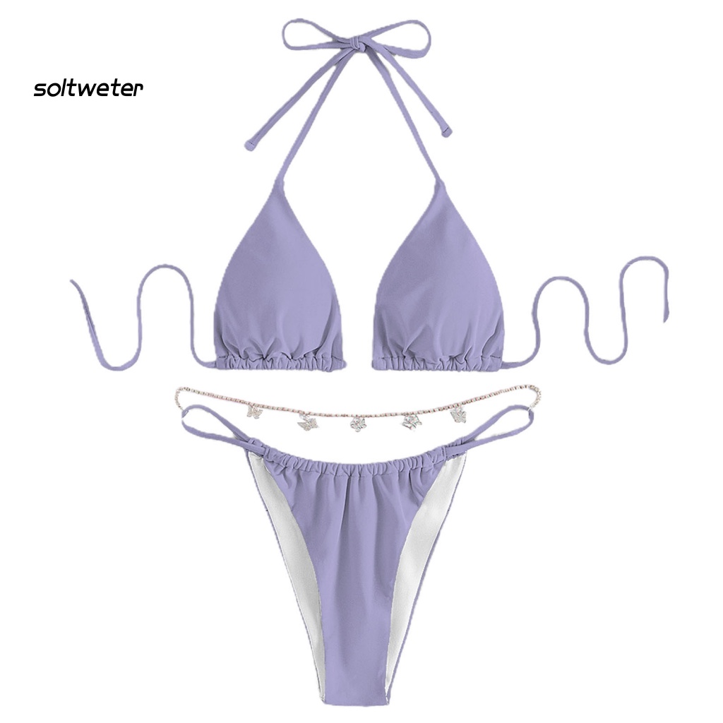 Bộ Bikini Tam Giác Dây Xích Kim Loại Tùy Chỉnh Thời Trang Quyến Rũ Cho Nữ