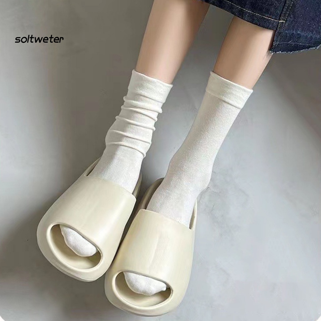 1 Đôi Vớ Thể Thao Dày Màu Trơn Đơn Giản Phong Cách Nhật Bản