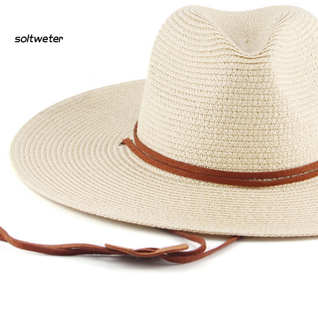 Mũ Cói Rộng Vành Chống Nắng / Gió Màu Trơn Tùy Chỉnh Thời Trang Cho Nam Và Nữ
