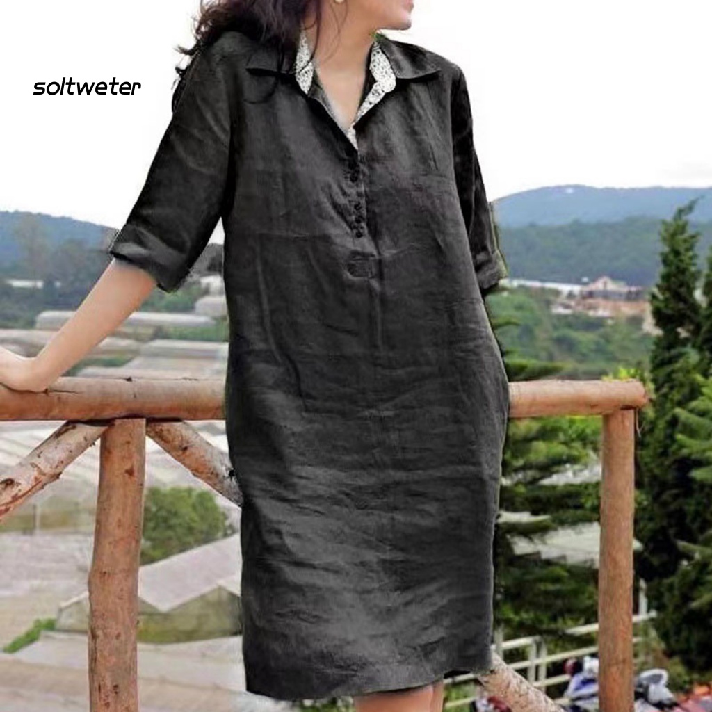 Đầm Cổ V Tay Lỡ Màu Sắc Thời Trang Mùa Hè Xinh Xắn Cho Nữ