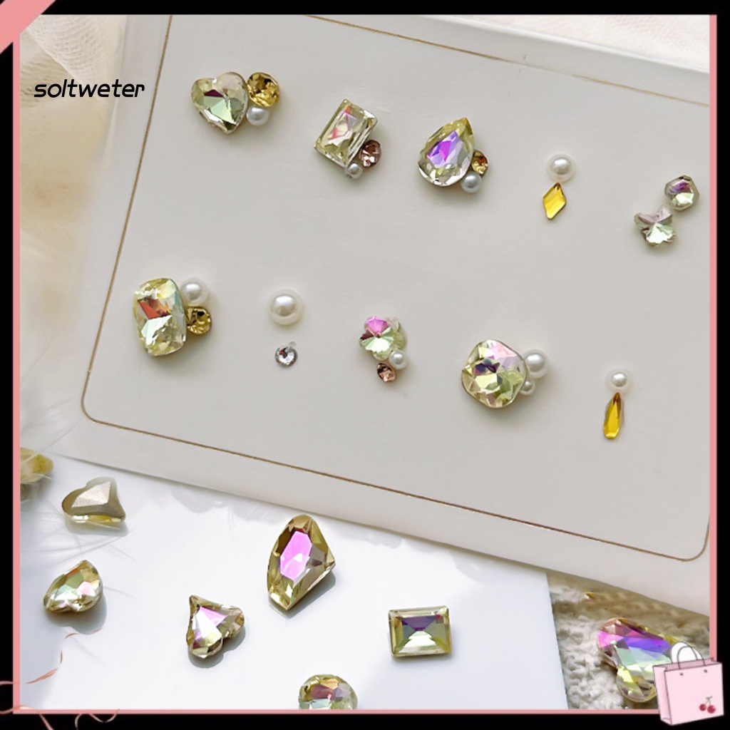 Bộ 10 Phụ Kiện Đá 3D Nhiều Hình Dạng Đính Trang Trí Móng Tay Sang Trọng DIY