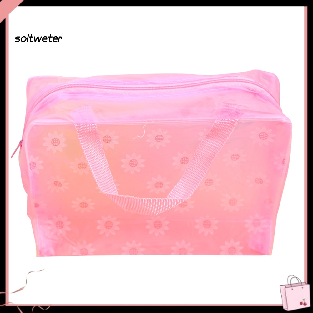 Túi Đựng Mỹ Phẩm Trong Mờ Kháng Nước Họa Tiết Hoa Xinh Xắn