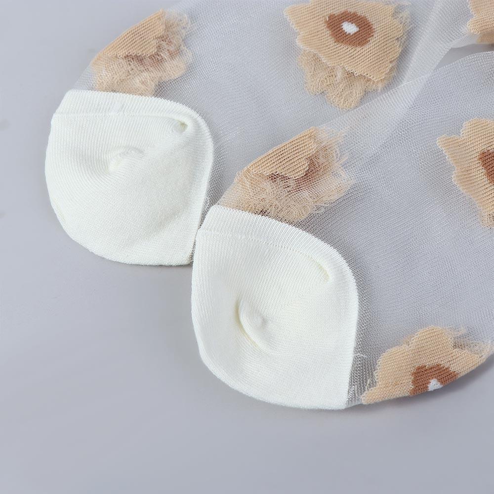 QQMALL Vớ Lụa Thủy Tinh Nhật Bản Thoáng Khí Thoải Mái Màu Cà Phê Trái Tim Hợp Thời Trang