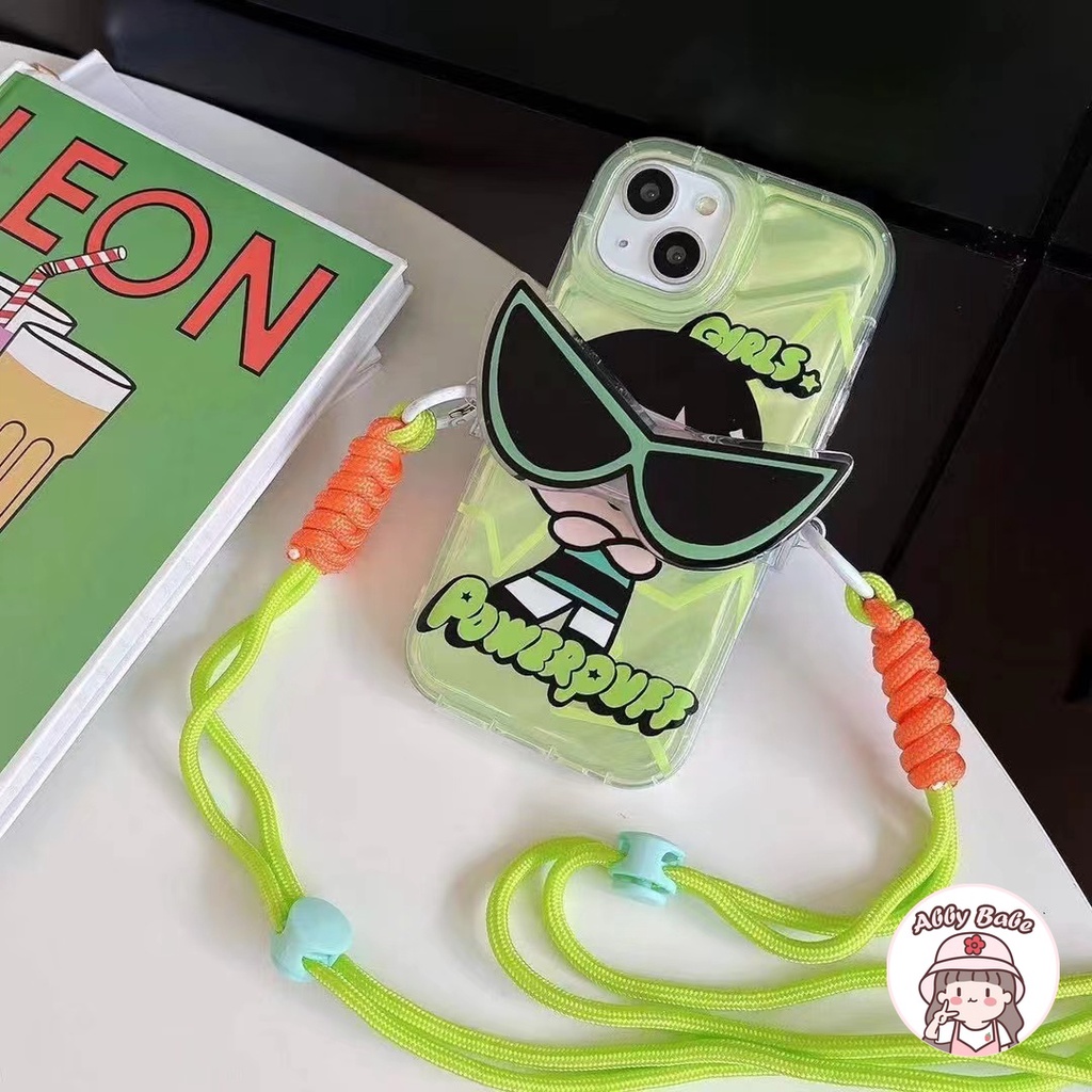 Ốp Điện Thoại TPU Dẻo Họa Tiết Powerpuff Girls Kèm Vòng Đeo Tay &amp; Ngăn Đựng Thẻ Cho IPhone 14 Pro Max IPhone 12 11 Pro Max X XS XR 7Plus