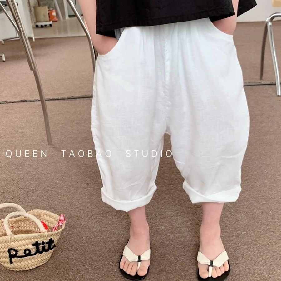 Quần Harem Cotton Lanh Màu Trơn Mẫu Mới 2023 Cho Bé Gái
