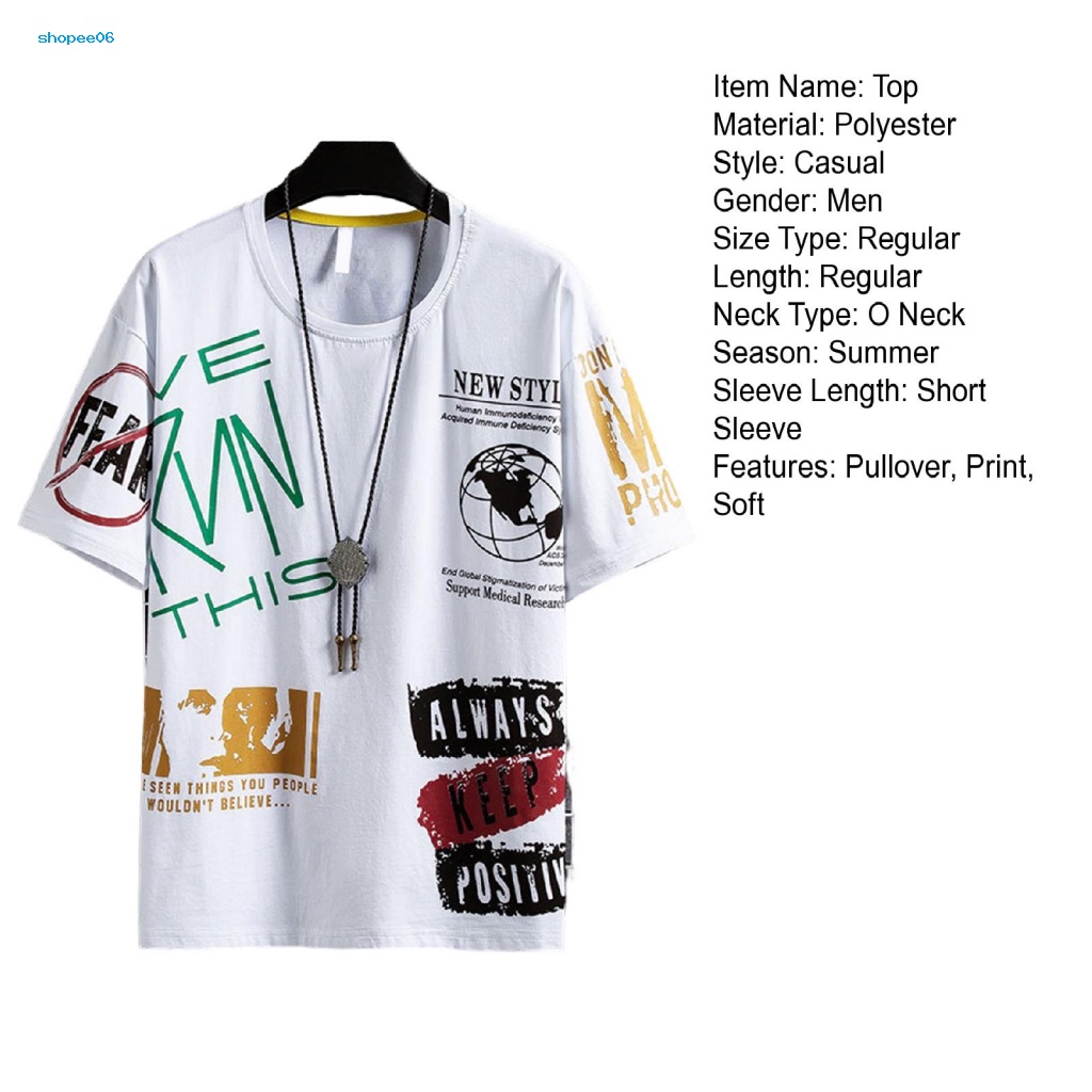Áo Thun Tay Ngắn Cổ Tròn Thoáng Khí In Chữ Phong Cách Hip Hop Thời Trang Mùa Hè Cho Nam
