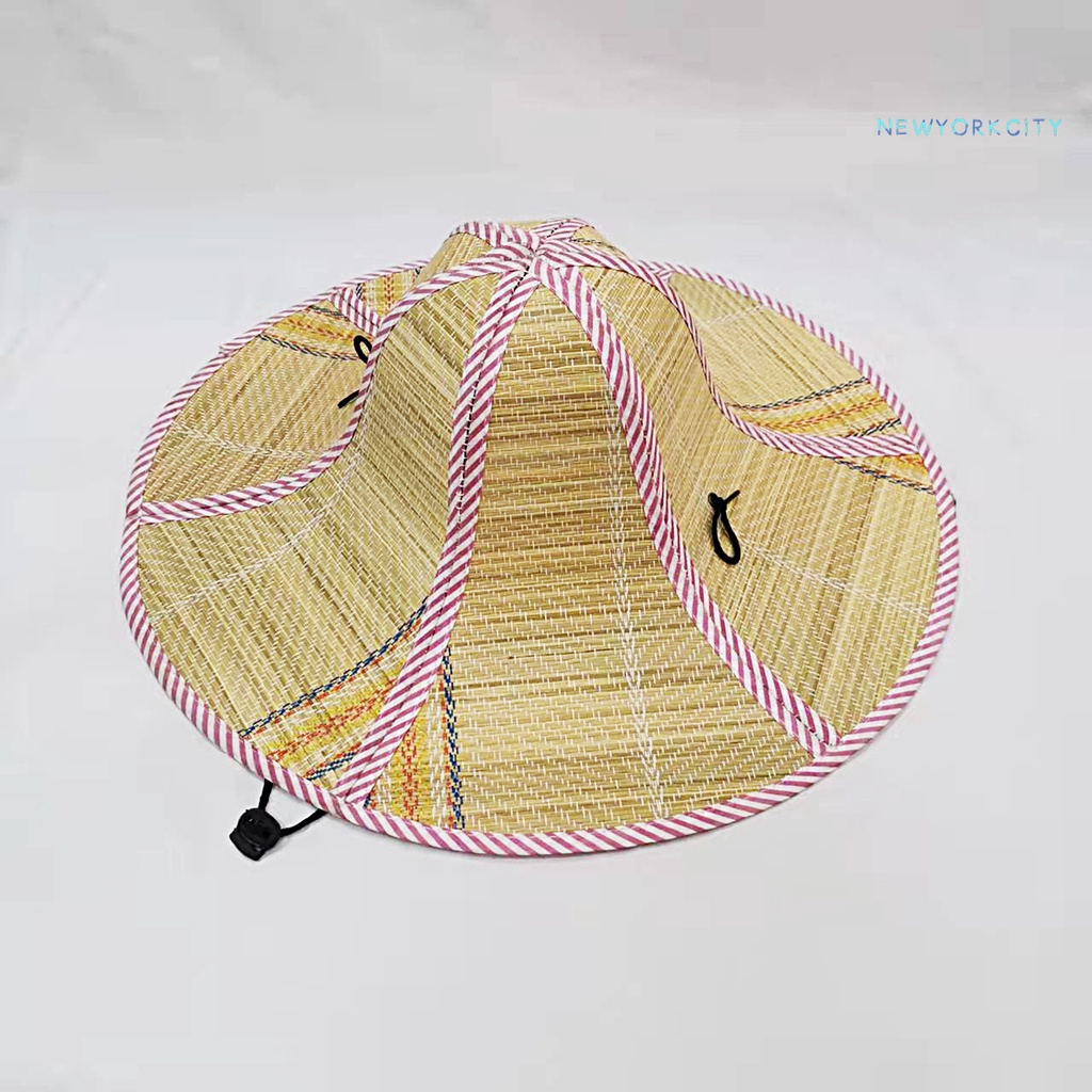 Mũ Rơm Rộng Vành Chống Nắng Có Dây Rút Màu Đen Unisex