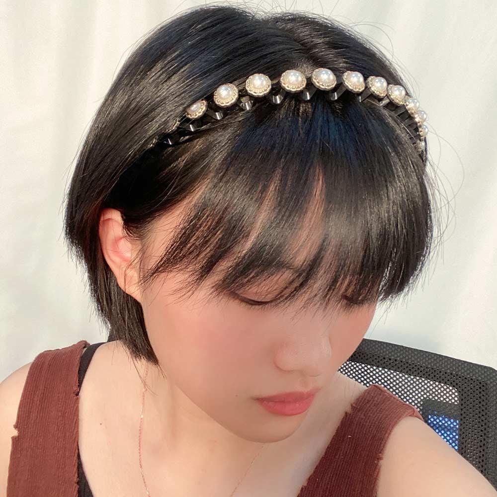 ANEMONE Băng Đô Cài Tóc Đính Ngọc Trai Acrylic Thời Trang Hàn Quốc