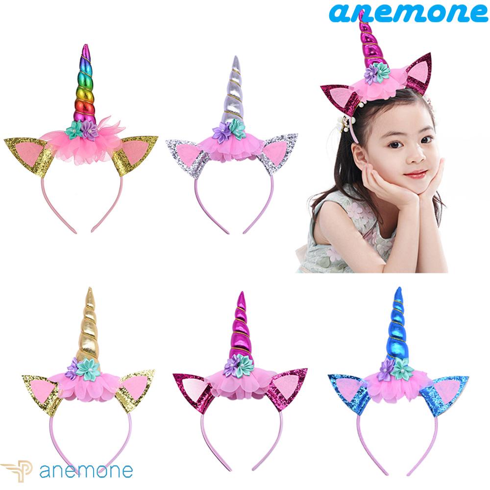 ANEMONE 1 Băng Đô Hoa Cài Tóc Hình Sừng Kì Lân