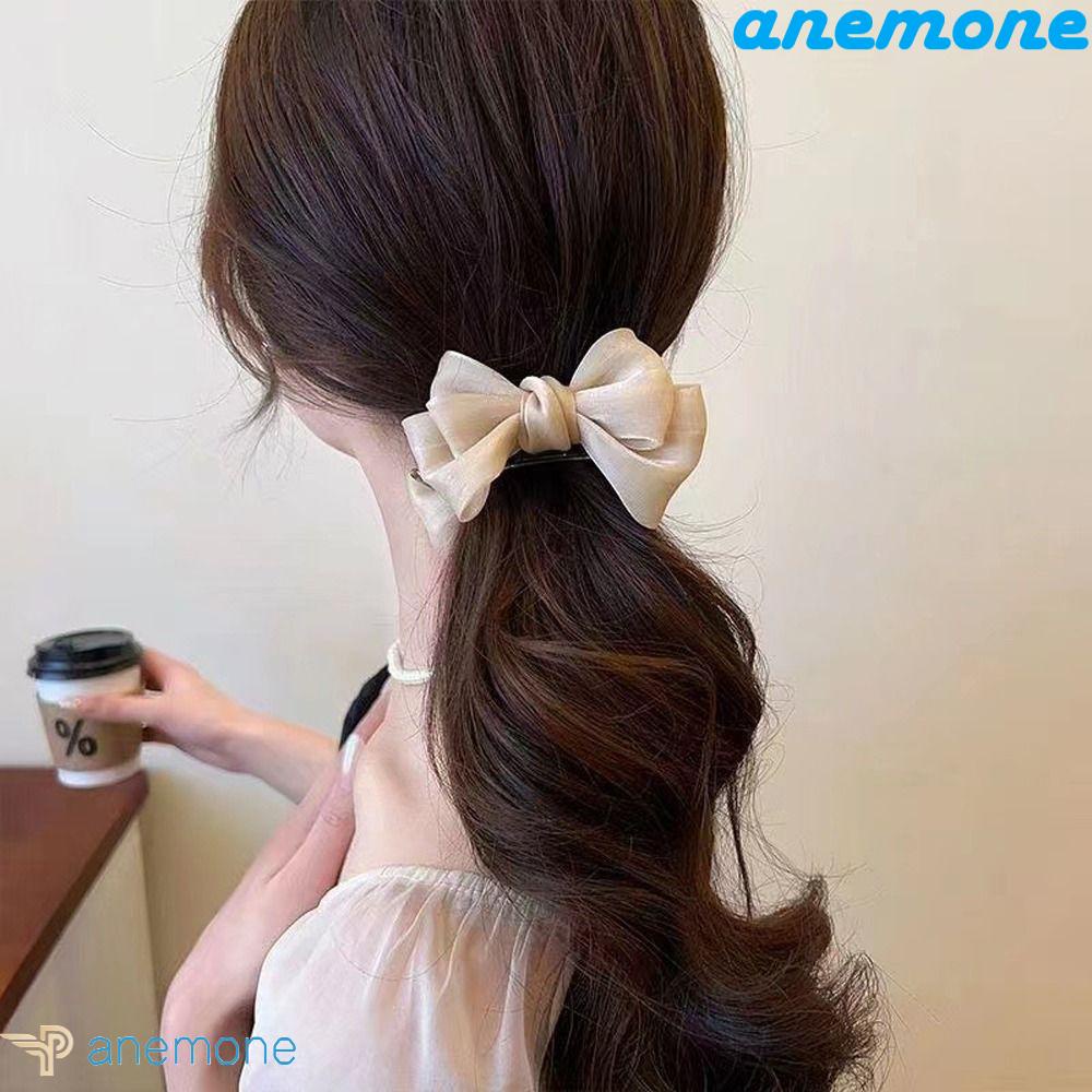 ANEMONE Kẹp Tóc Nơ Lớn Lấp Lánh Phong Cách Hàn Quốc Thanh Lịch Cho Nữ