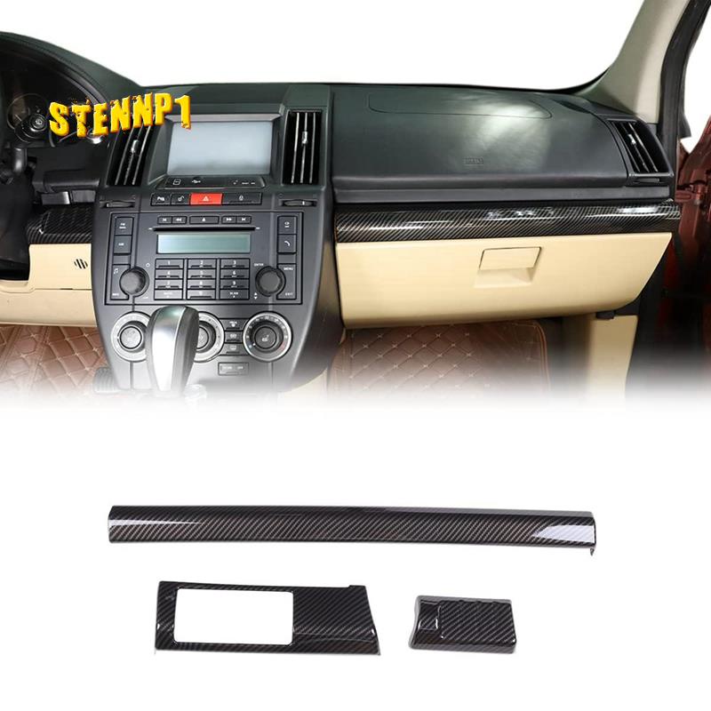 Set 3 Miếng Dán Trang Trí Bảng Điều Khiển Xe Hơi Bằng ABS Họa Tiết Sợi Carbon Cho Land Rover Freelander 2 2007-2015