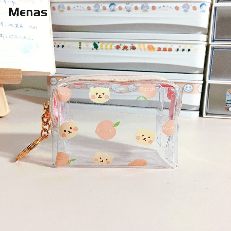 Ví Đựng Tiền Xu mini Trong Suốt Có Khóa Kéo Chống Thấm Nước Họa Tiết Hoạt Hình Dễ Thương