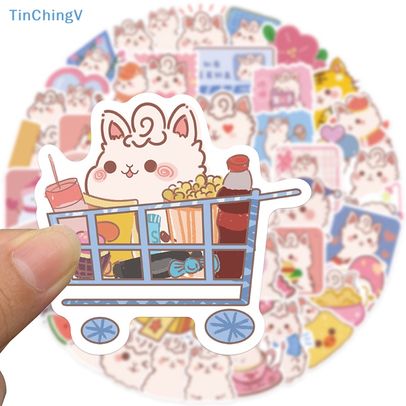 Bộ 50 Miếng Dán Trang Trí Xe Hơi / Guitar / Laptop Họa Tiết Lạc Đà Hoạt Hình Dễ Thương