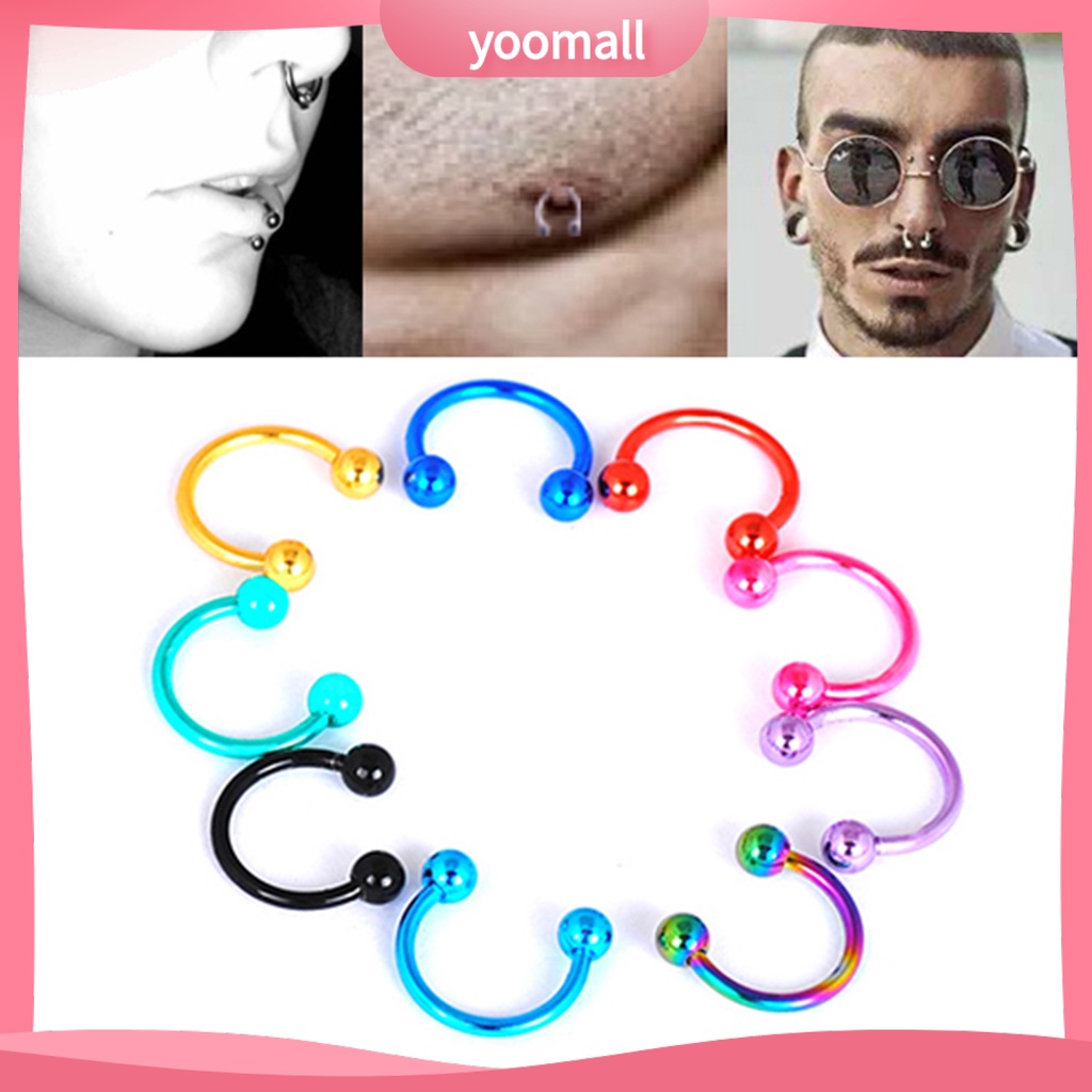 Khuyên Mũi Tròn Hình Quả Tạ Thời Trang Unisex