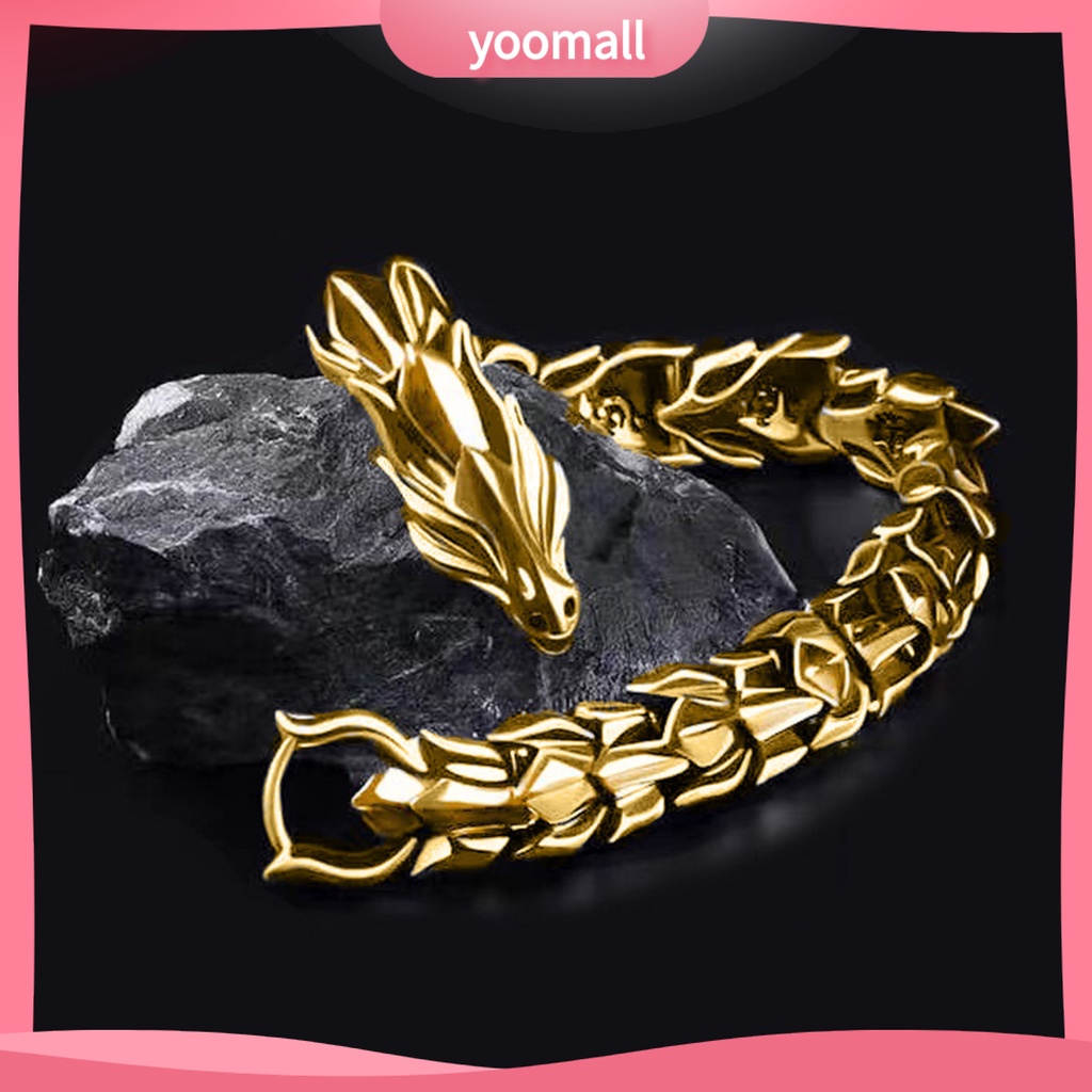 Vòng Tay Hình Đầu Rồng Phong Cách Punk Hip Hop Âu Mỹ Cá Tính Dành Cho Nam