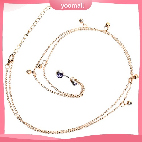 Khuyên Rốn Phối Dây Xích Đính Đá Cá Tính Cho Nữ