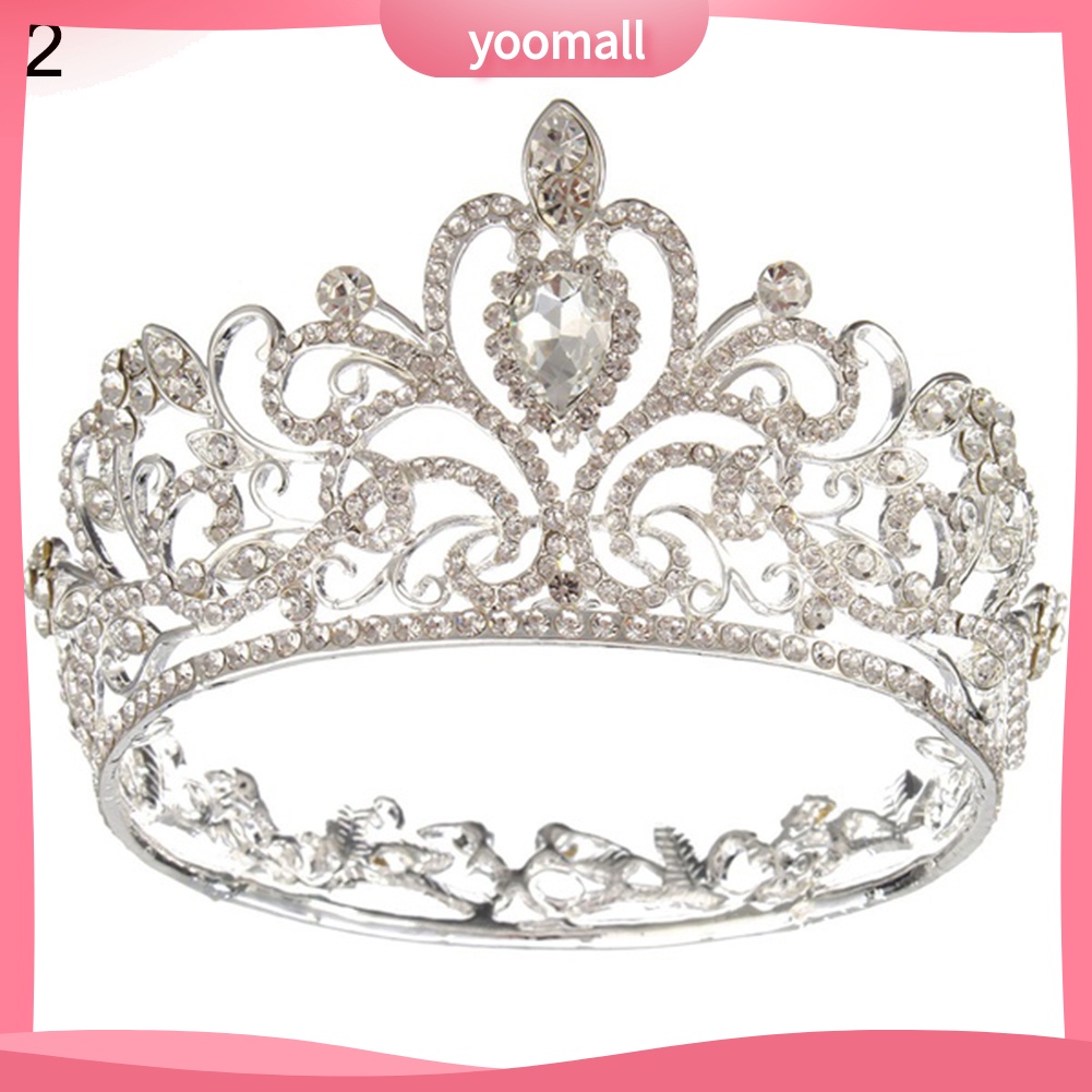 Cài Tóc Hình Vương Miện Tròn Đính Đá Lấp Lánh Trang Nhã Dành Cho Cô Dâu