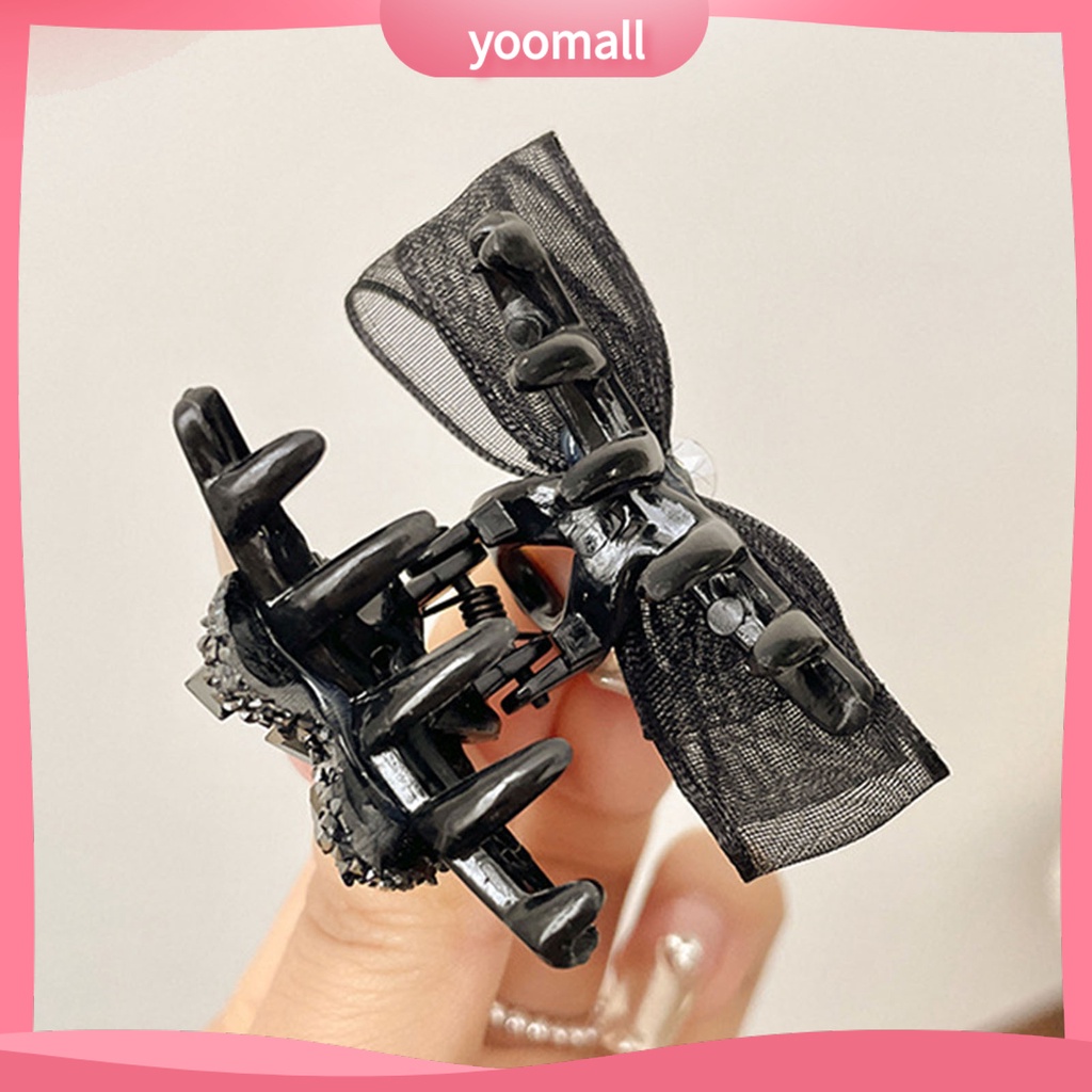 [YM] Kẹp Tóc Hình Nơ Đính Đá Hai Mặt Nhỏ Co Giãn Chống Trượt Trang Trí Tóc Tạo Kiểu Cho Nữ