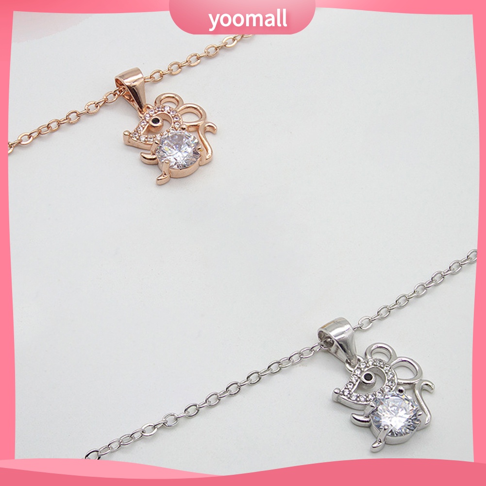 Vòng cổ Mặt Hình Chú Chuột Đính Đá Zircon Thời Trang Cho Nữ