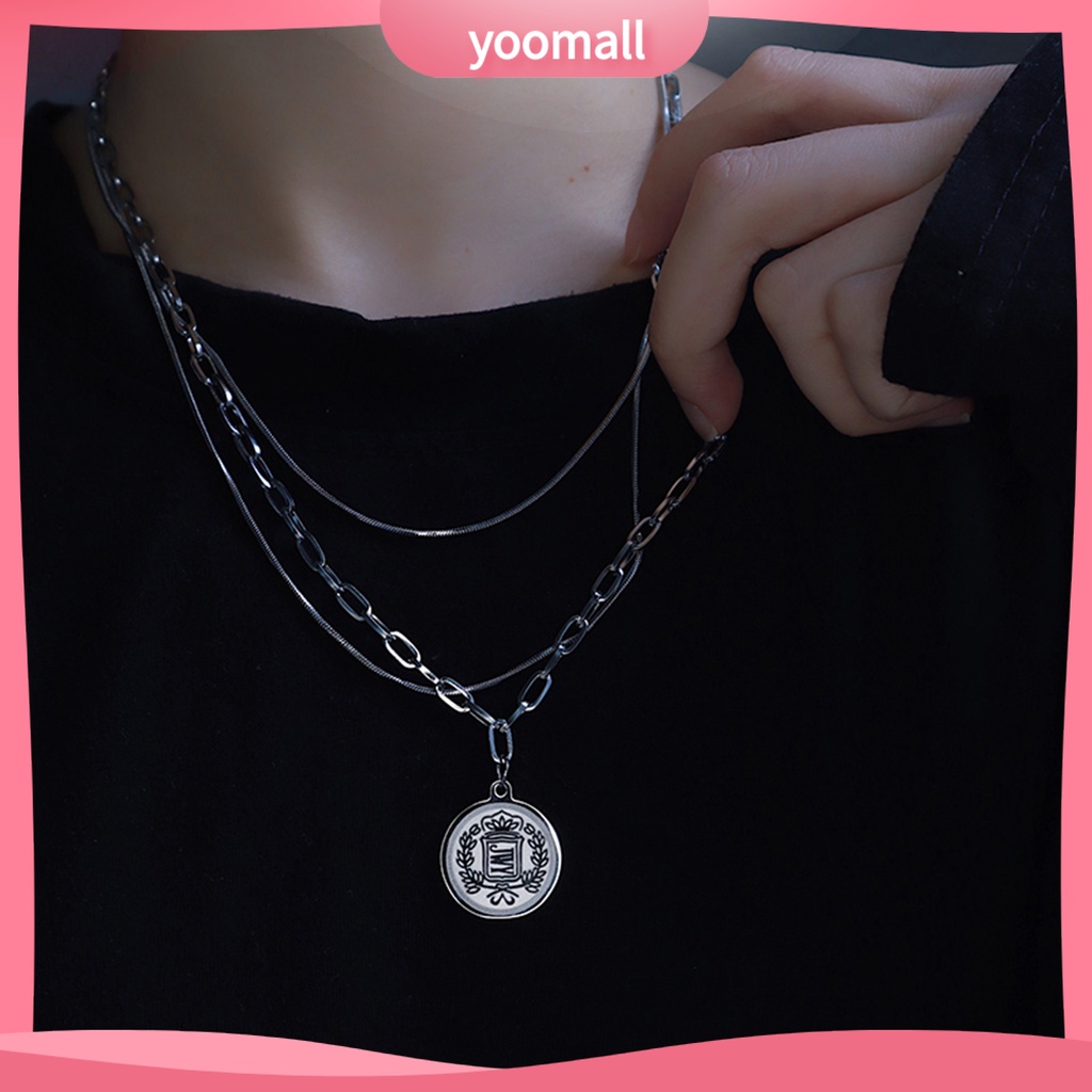 Vòng cổ Nhiều Lớp Bằng Thép Không Gỉ Thoải Mái Phong Cách Hiphop