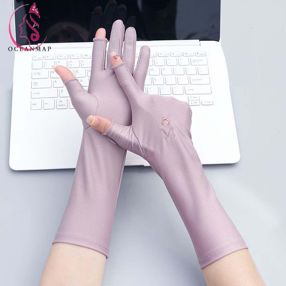 OCEANMAP Găng Tay Lái Xe Chống Nắng / Tia UV In Họa Tiết Hoa Thời Trang Mùa Hè Cho Nữ