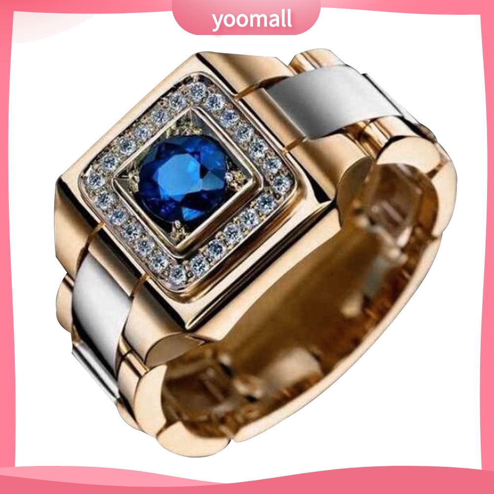 Nhẫn Đính Đá Sapphire Nhân Tạo Kiểu Dáng Sang Trọng Cho Nam