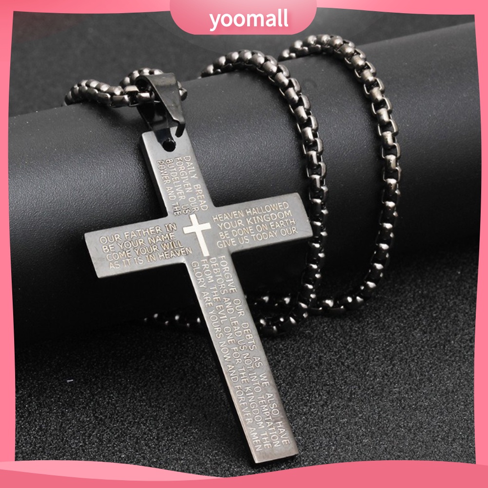 Vòng cổ Thép Titan Mặt Chữ Thập Phong Cách Retro Cho Nam