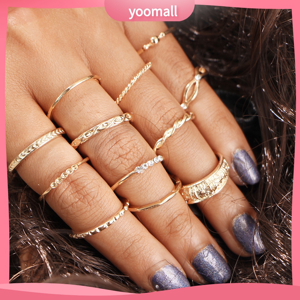 Set 12 Nhẫn Đeo Khớp Ngón Tay Phong Cách Retro