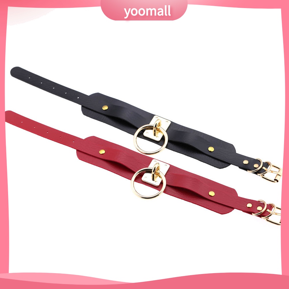 Vòng Cổ Choker Giả Da Với Mặt Nhẫn Tròn Phong Cách Punk Dành Cho Nam Và Nữ