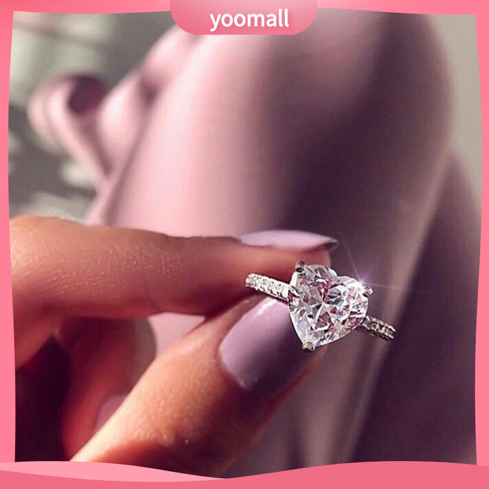 Nhẫn Đính Hôn Mặt Trái Tim Đính Đá Zircon Thời Trang Dành Cho Nữ