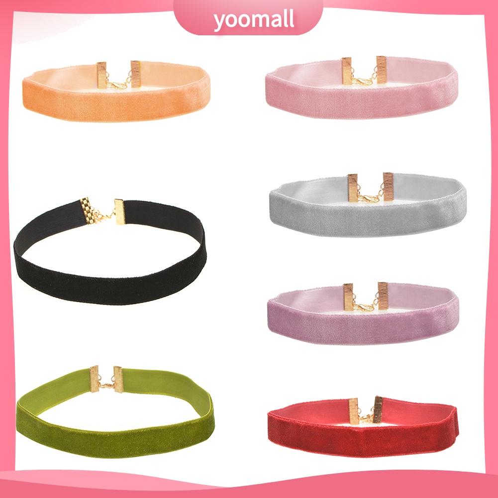 Vòng Cổ Choker Dây Nhung Mềm Màu Trơn Phong Cách Gothic Cho Nữ