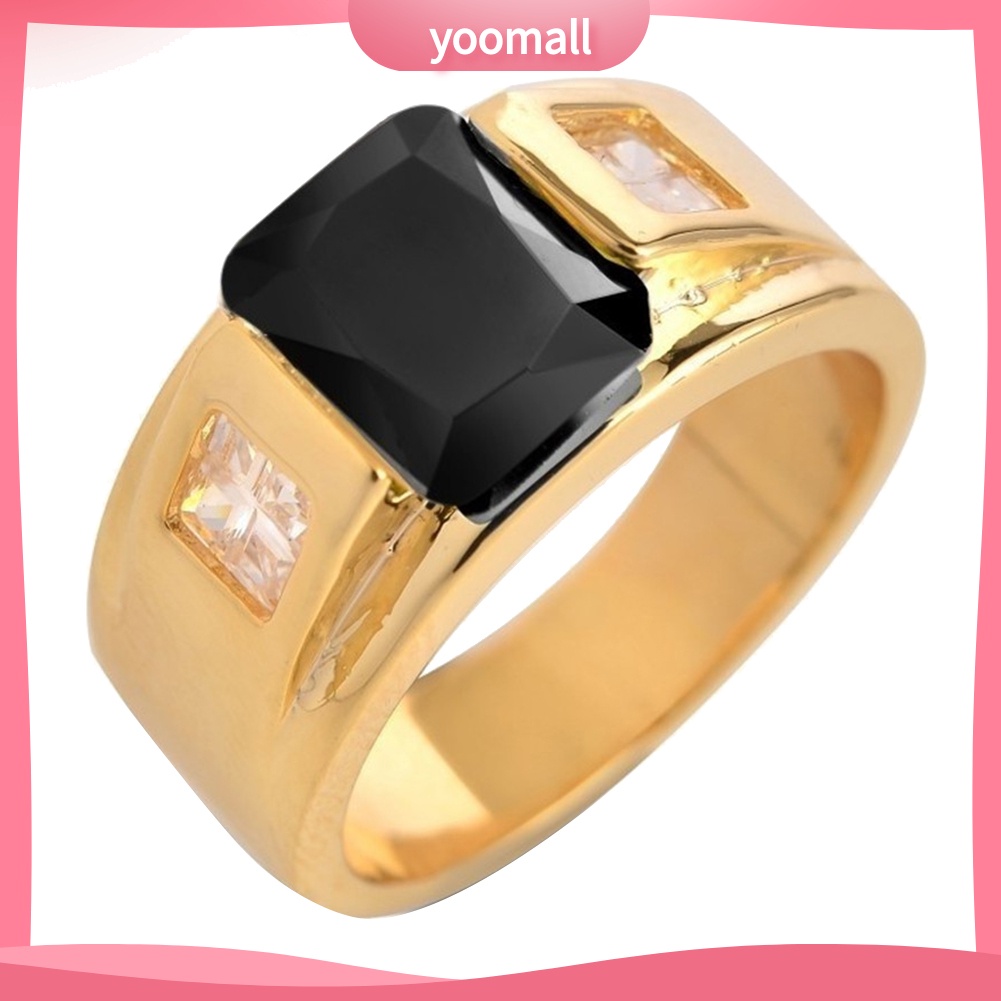 Nhẫn Mặt Vuông Đính Đá Thời Trang Dành Cho Nam