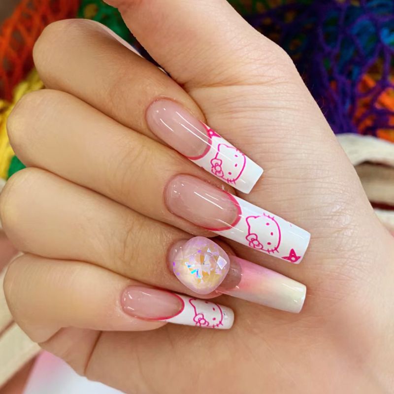 Miếng Dán Trang Trí Móng Tay Hình Mèo Hoạt Hình Dễ Thương