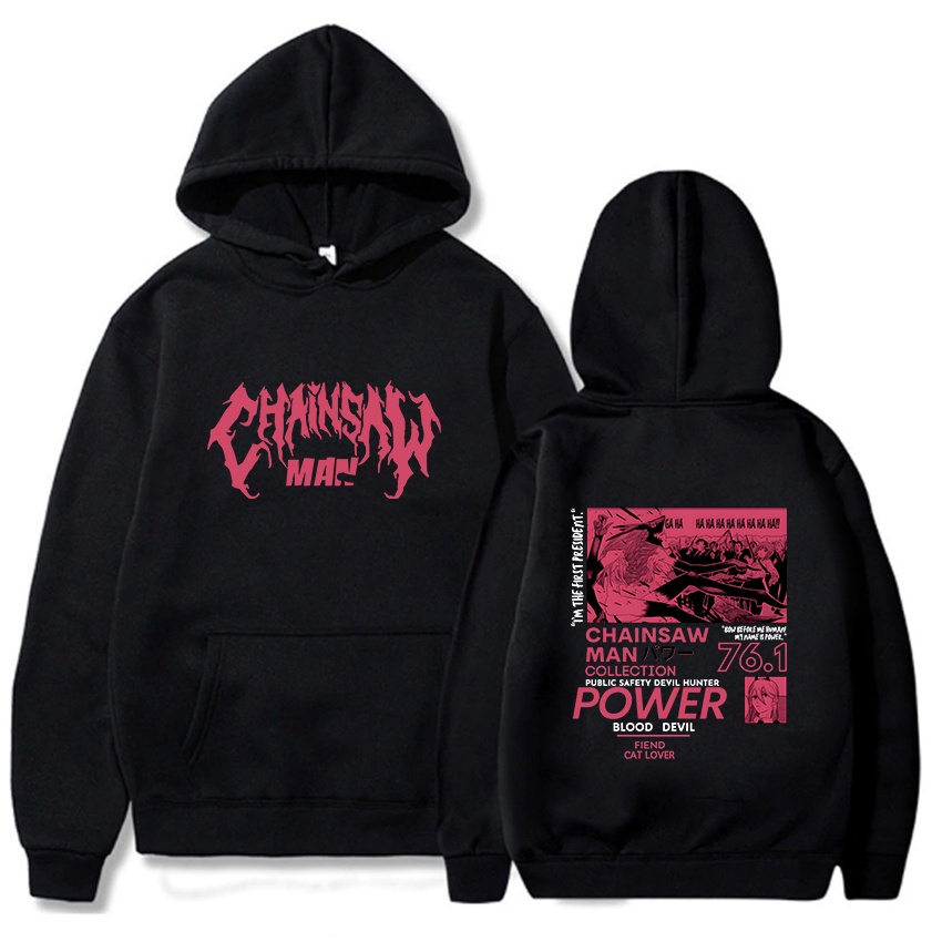 Power chainsaw man hoodies phụ nữ áo khoác có mũ trùm đầu thường dài tay hoạt hình áo chui đầu quần áo cho mùa đông lông cừu ấm áp hoodie