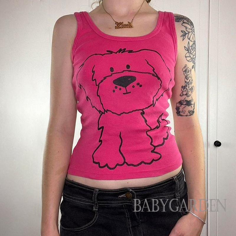 / / Áo Tank Top Không Tay In Hình Chú Chó Dễ Thương Thời Trang Mùa Hè Cho Nữ