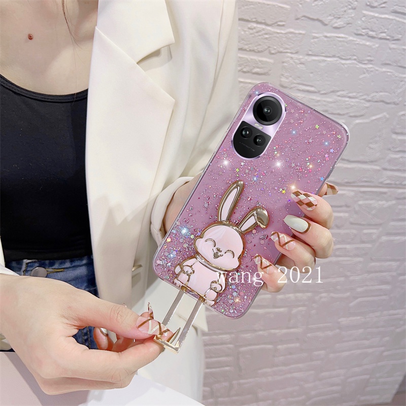 Ốp Điện Thoại Silicon Vòng Đỡ Hình Thỏ Ngôi Sao Lấp Lánh OPPO Reno10 Pro + Plus 5G Reno 10 Reno10Pro + OPPO A78 NFC 4G 2023