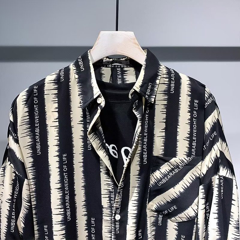 Áo Sơ Mi Tay Lửng Dáng Rộng Phối Màu Tương Phản Phong Cách Nhật Bản Thời Trang Mùa Hè Cho Nam m-3xl 2023