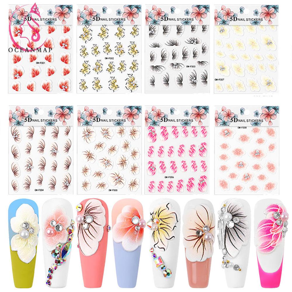 OCEANMAP Miếng Dán Trang Trí Móng Tay Siêu Mỏng Tự Dính Thiết Kế Ba Chiều