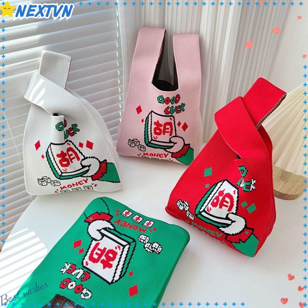 NEXTVN Túi Xách Đan Len Thủ Công Sức Chứa Lớn Có Thể Tái Sử Dụng Cho Nữ