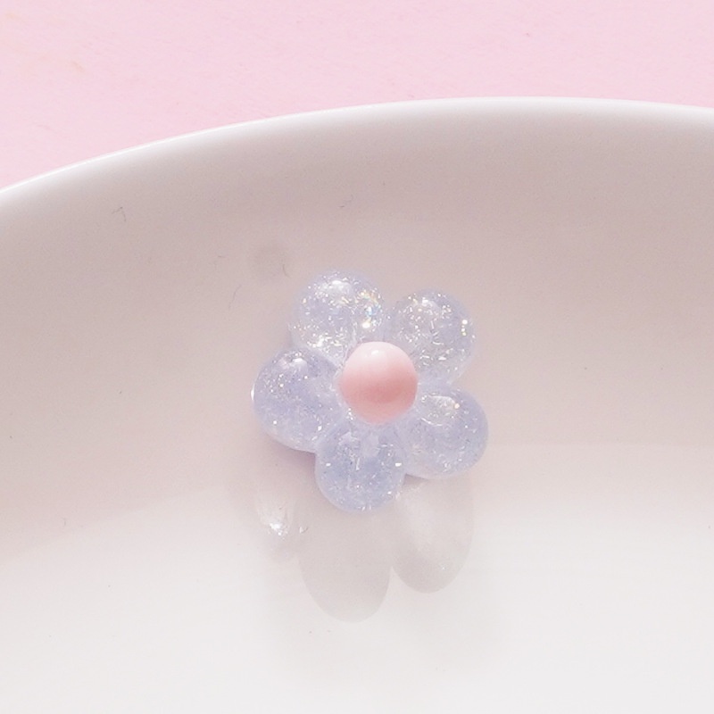 Set 10 Hoa Nhựa Trong Suốt Lấp Lánh Trang Trí Tóc / Điện Thoại DIY