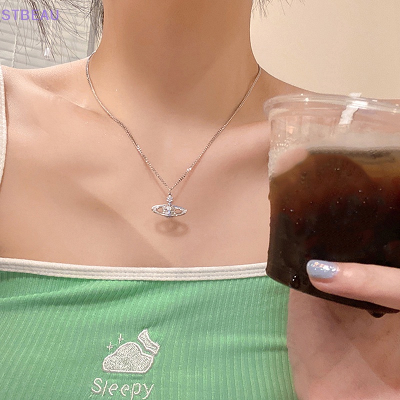 [Cxsteau] Vòng cổ Thép Titan Mặt Hình Hành Tinh Ánh Sáng Nâng Cao Thời Trang Ngọt Ngào Cho Nữ