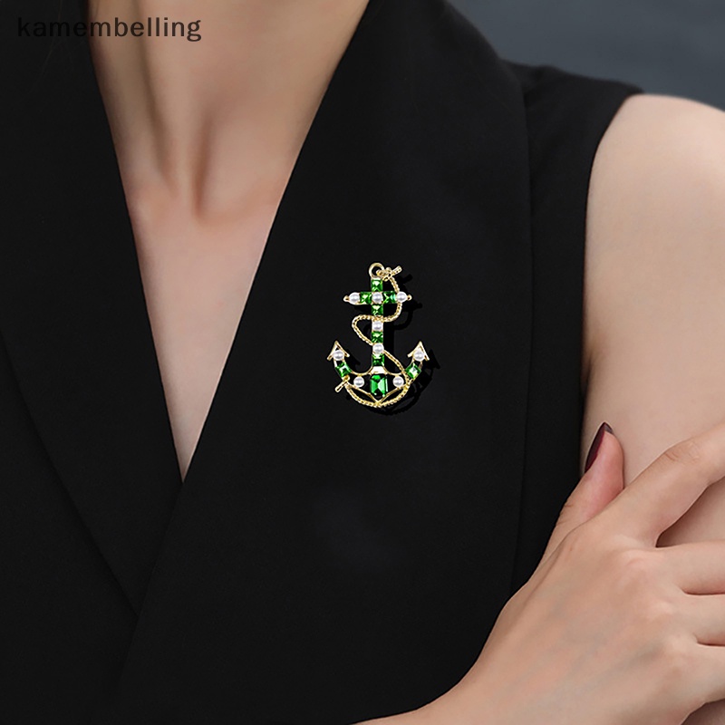 Ghim Cài Áo Hình Mỏ Neo Thuyền Màu Xanh Lá Phong Cách Baroque Cổ Điển Thời Trang Cho Nữ