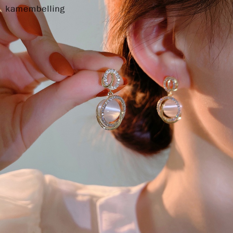 Đôi Khuyên Tai Đính Đá Opal Thời Trang Cho Nữ