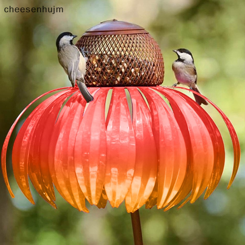 Bình Đựng Nước Bằng Kim Loại Hình Chú Chim Và Hoa Xinh Xắn Trang Trí Sân Vườn