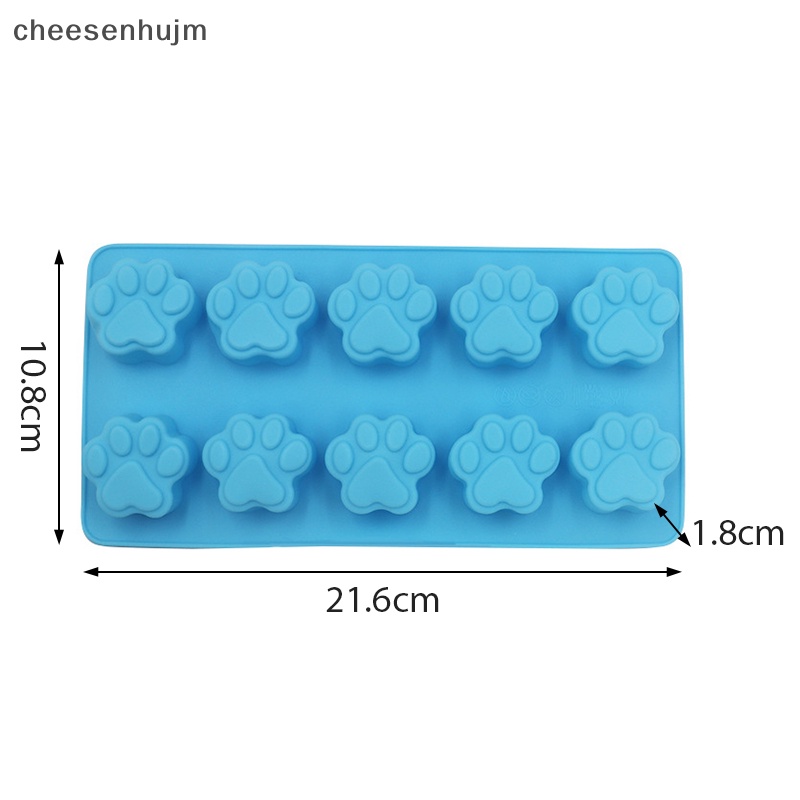 Khuôn Silicon Làm Đá / Bánh Quy 10 Ngăn Hình Dấu Chân Chó Mèo