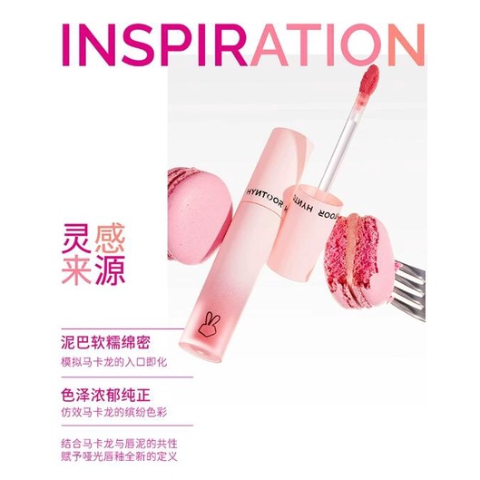 Son Môi Hyntoor Màu Đen Macaron Thiết Kế Vỏ Son Hình Thỏ Xinh Xắn